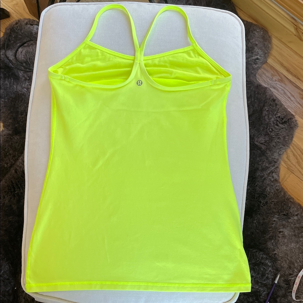 Flawed Lululemon Y Back Tank Top, Highlighter Yellow, size 10 - Picture 8 of 8